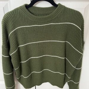 Olive Green Striped Sweater